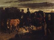 Gustave Courbet bonder atervander till flagey marknanaden oil painting artist